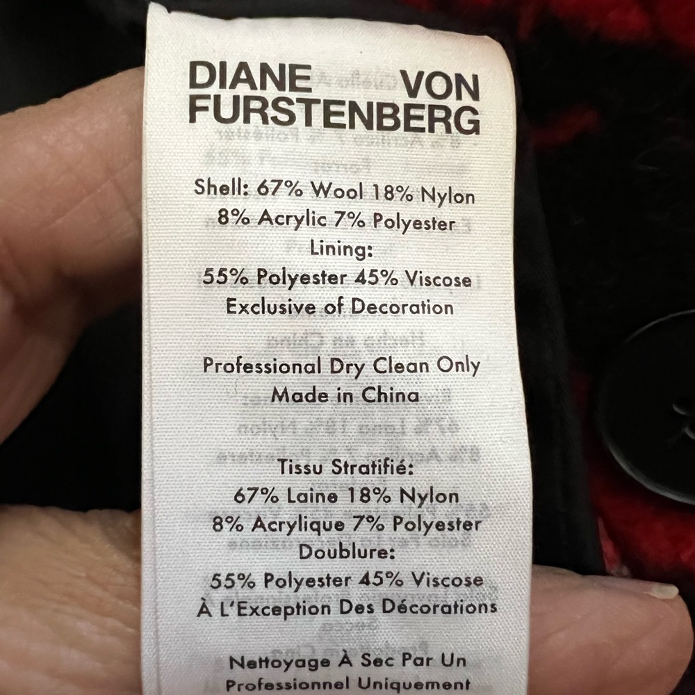 Diane von Furstenberg Red Leopard Wool Blend Belted Coat Jacket M - Picture 5 of 8